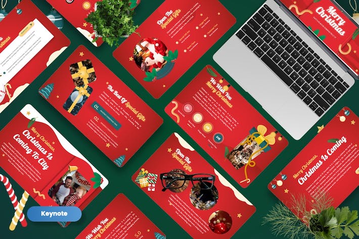 圣诞快乐创意国外圣诞节keynote模板 - 顶尖PPT