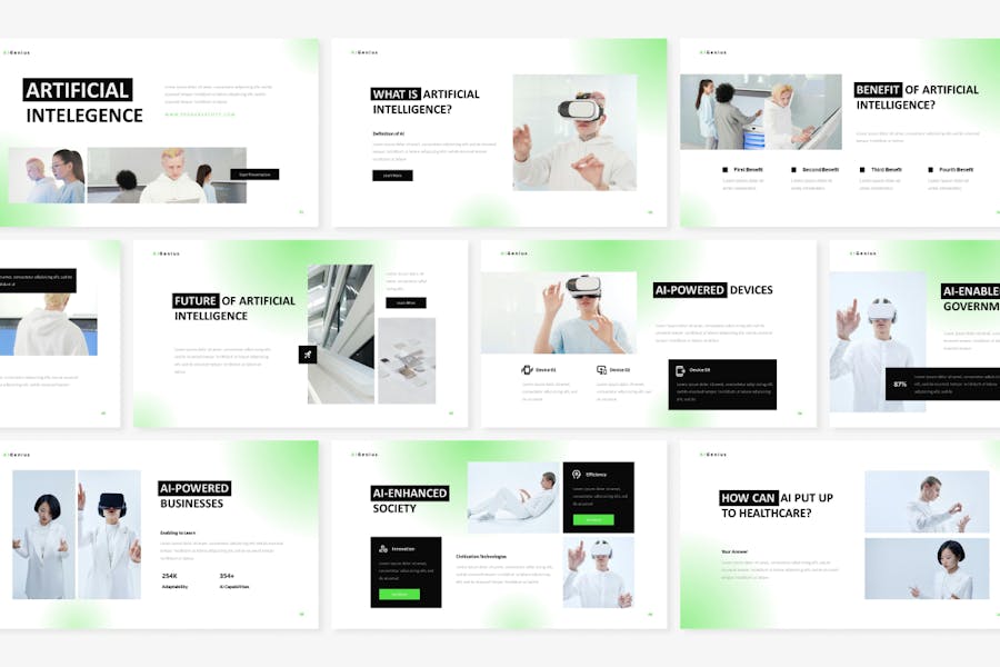 VR体验AI人工智能Keynote模板 - 顶尖PPT