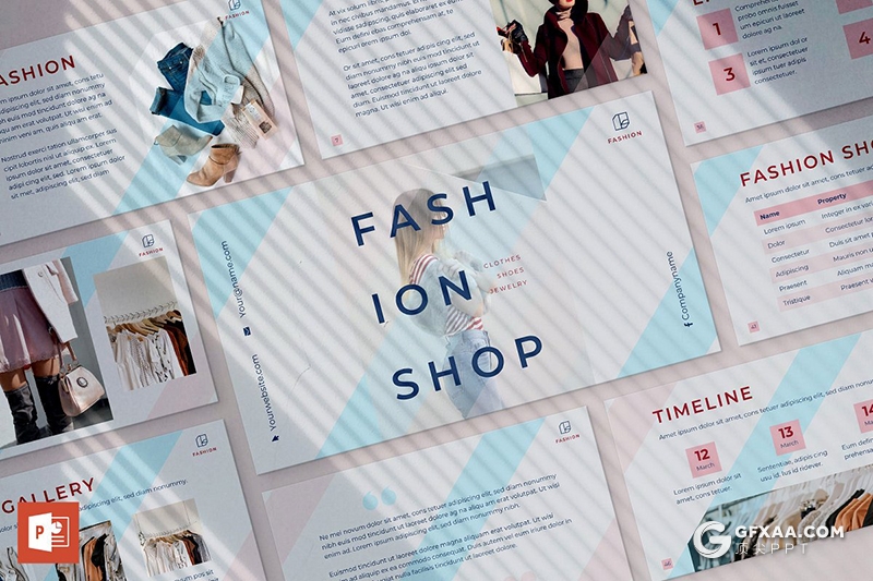 51页时尚服装站时装秀模特写真通用PPT模板 - 顶尖PPT