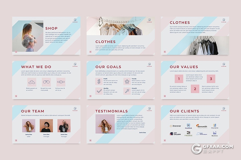 51页时尚服装站时装秀模特写真通用PPT模板 - 顶尖PPT