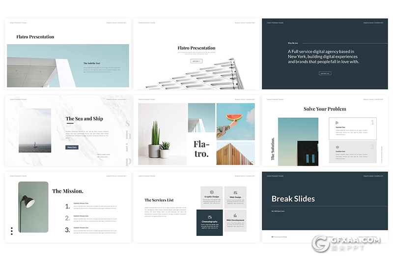 44页简约风格欧美商务多用途Google slides模板 - 顶尖PPT