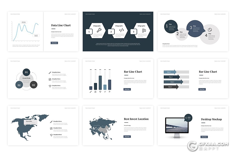 44页简约风格欧美商务多用途Google slides模板 - 顶尖PPT