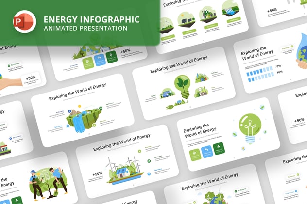 绿色能源信息图形PPT模板 - 顶尖PPT