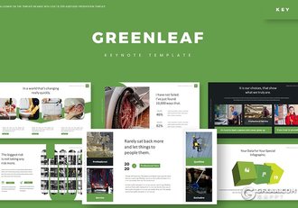 30页绿色创意版式设计简约商务多用途keynote模板5种主题配色 - 顶尖PPT