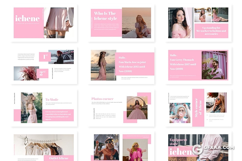 30页扁平化时尚服装秀服装展示PPT模板5种主题配色 - 顶尖PPT