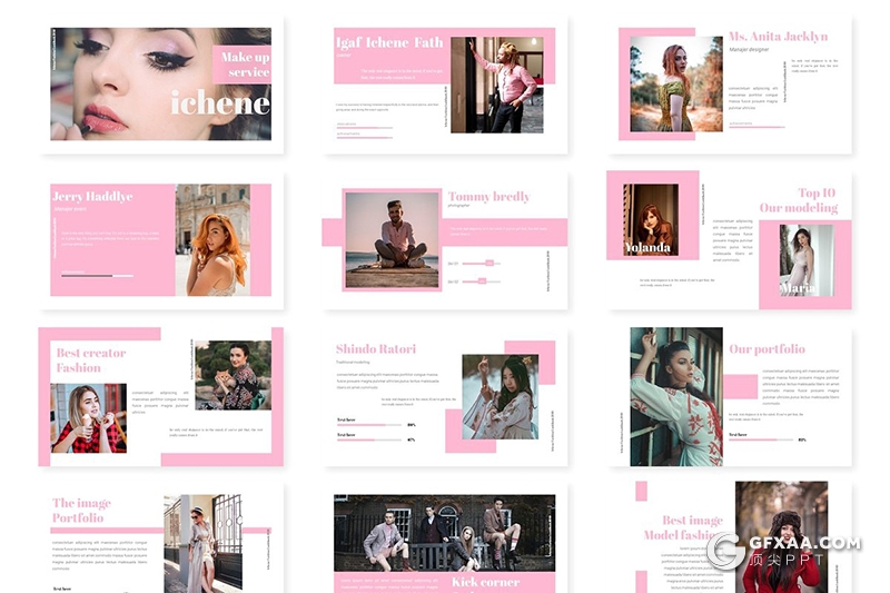 30页扁平化时尚服装秀服装展示PPT模板5种主题配色 - 顶尖PPT