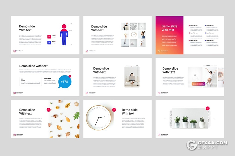 Instagram社交app应用介绍展示数据分析通用keynote模板 - 顶尖PPT