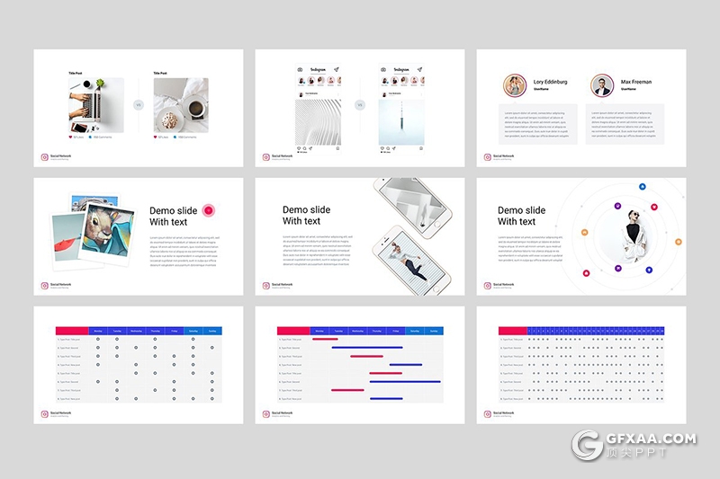 Instagram社交app应用介绍展示数据分析通用keynote模板 - 顶尖PPT