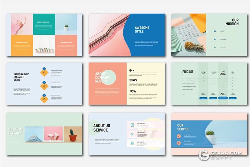 50页国外扁平化简约小清新多用途keynote模板 - 顶尖PPT
