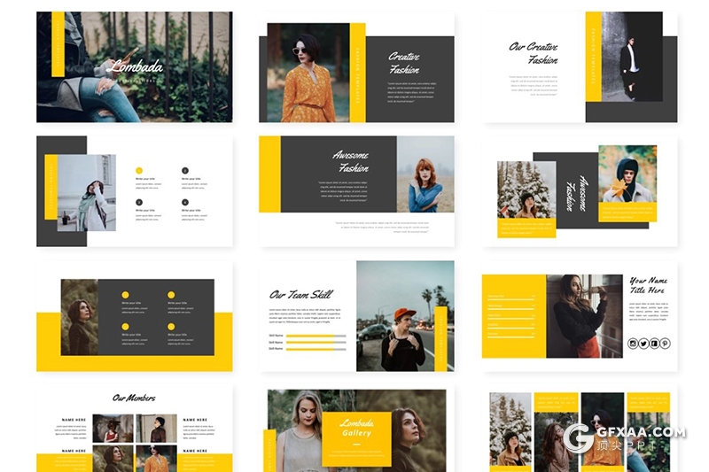 30页简约文艺小清新风格PPT模板5种主题配色 - 顶尖PPT