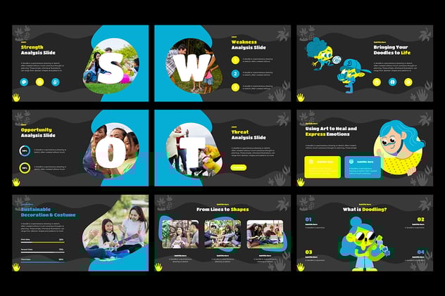 创意涂鸦风格插画PPT模板 - 顶尖PPT