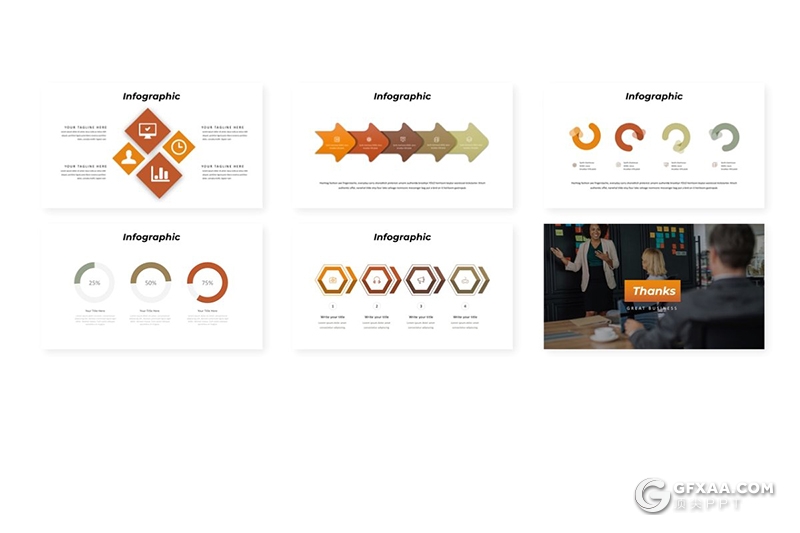 30页渐变配色商务图形设计欧美多用途PPT模板5种主题配色 - 顶尖PPT