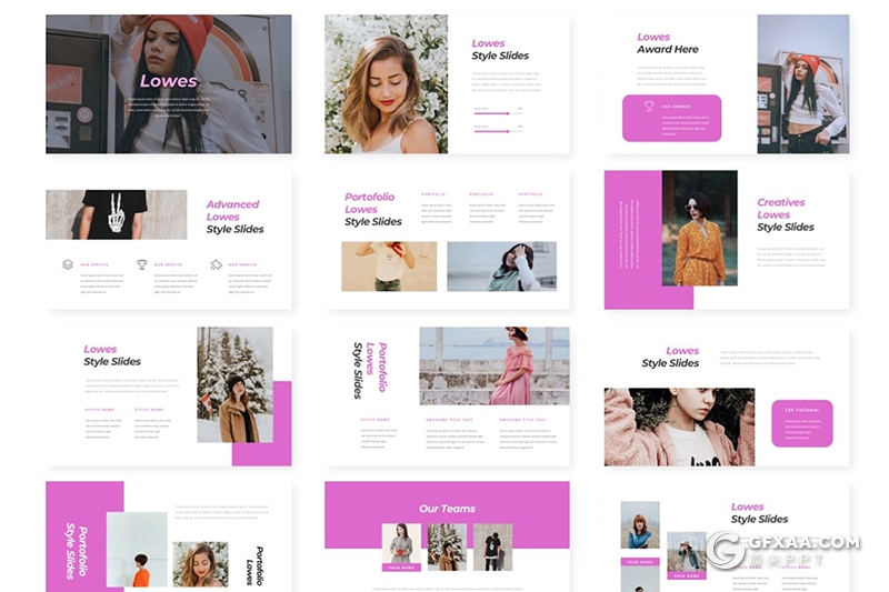 30页扁平化简约时尚服装展示多用途PPT模板5种主题配色 - 顶尖PPT