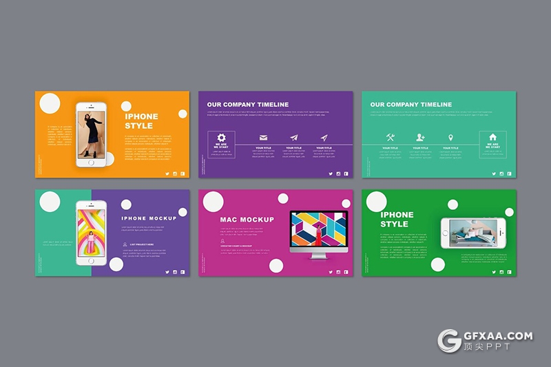 42页彩色欧美时尚流行风格摄影人物图片展示PPT模板 - 顶尖PPT