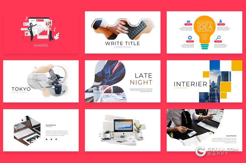 30页彩色商务图形设计欧美商务数据统计分析PPT模板 - 顶尖PPT