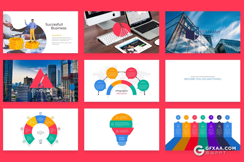 30页彩色商务图形设计欧美商务数据统计分析PPT模板 - 顶尖PPT