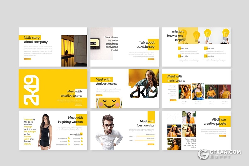 30页国外扁平化小清新商务工作汇报总结PPT模板5种主题配色 - 顶尖PPT