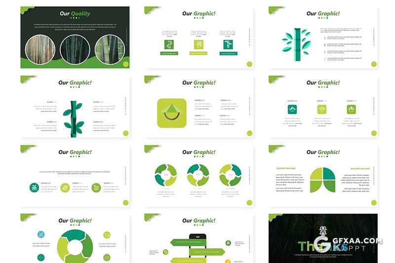30页创意图形版式设计森林绿化统计分析PPT模板5种主题配色 - 顶尖PPT