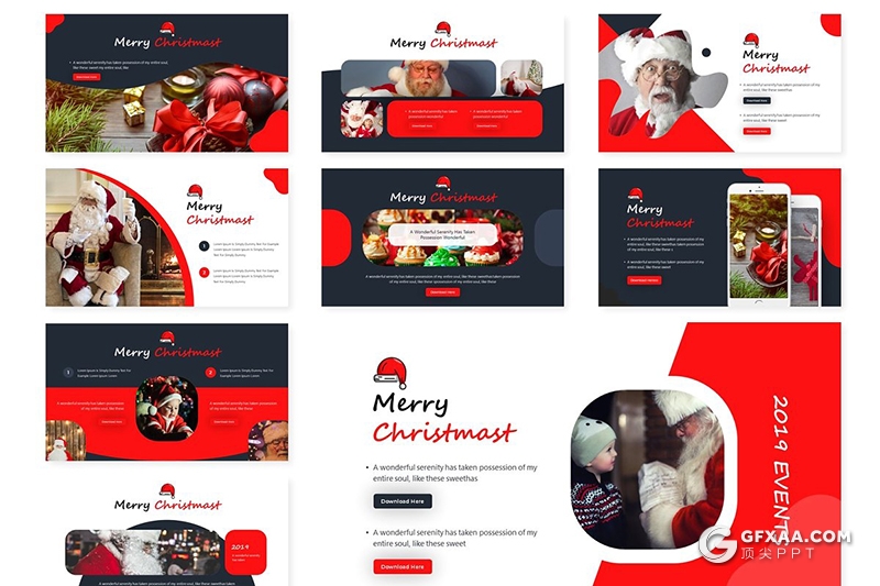 30页国外圣诞节主题活动策划节日介绍PPT模板5种配色方案 - 顶尖PPT
