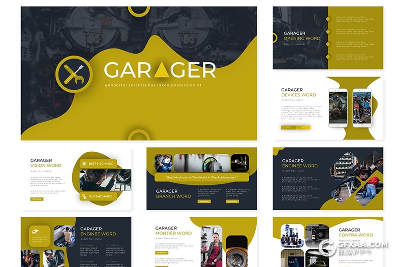 30页机械电气维修保养主题Google slides模板5种主题配色 - 顶尖PPT