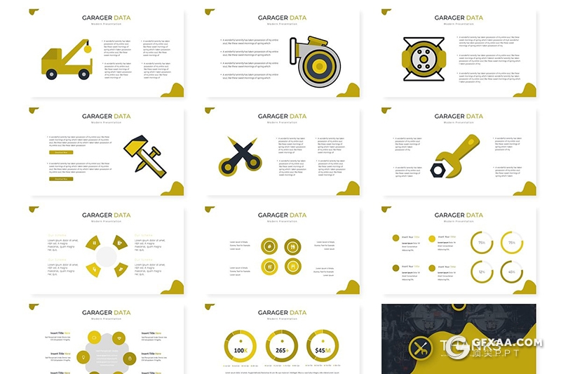 30页机械电气维修保养主题Google slides模板5种主题配色 - 顶尖PPT
