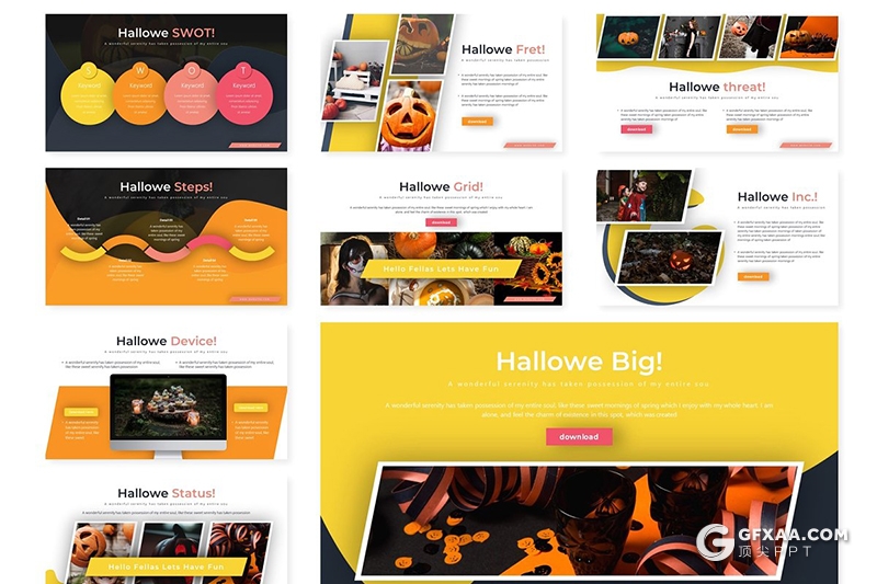 30页创意版式万圣节活动策划南瓜派对主题keynote模板5种主题配色 - 顶尖PPT