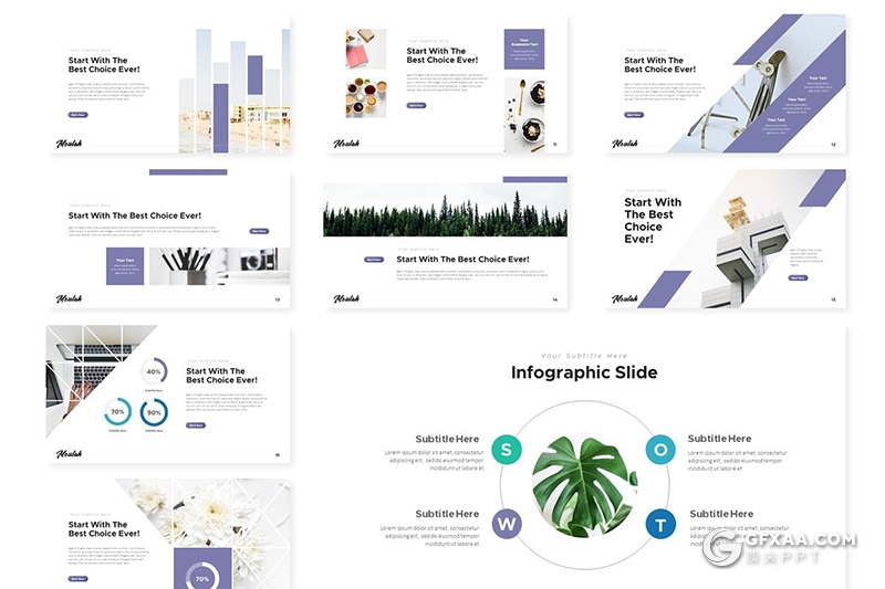 30页扁平化商务多用途工作汇报计划通用PPT模板5种主题配色 - 顶尖PPT
