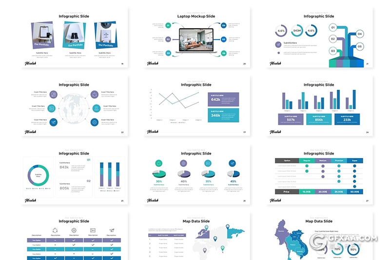 30页扁平化商务多用途工作汇报计划通用PPT模板5种主题配色 - 顶尖PPT