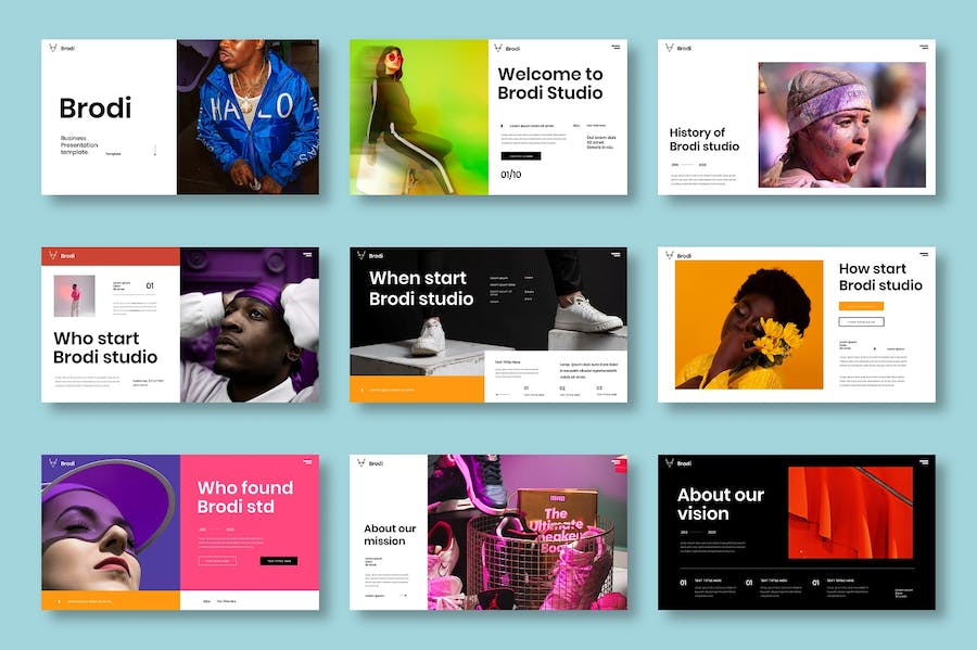 绿色创意图片拼贴商业Keynote模板 - 顶尖PPT