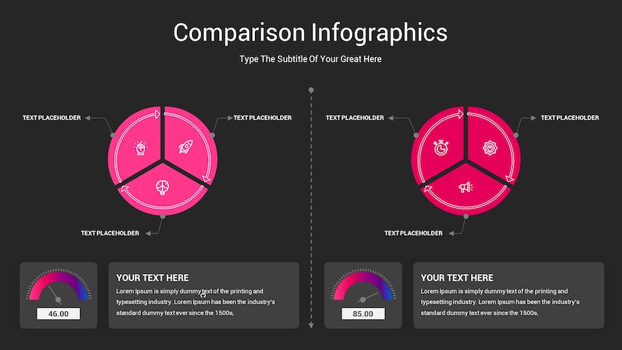 对比图表深色主题Keynote模板 - 顶尖PPT