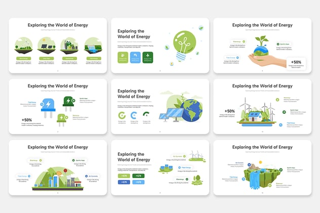 绿色能源信息图形PPT模板 - 顶尖PPT