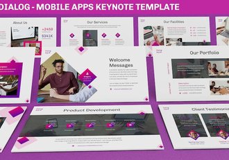 对话框手机应用程序项目开发启动会议keynote模板 - 顶尖PPT