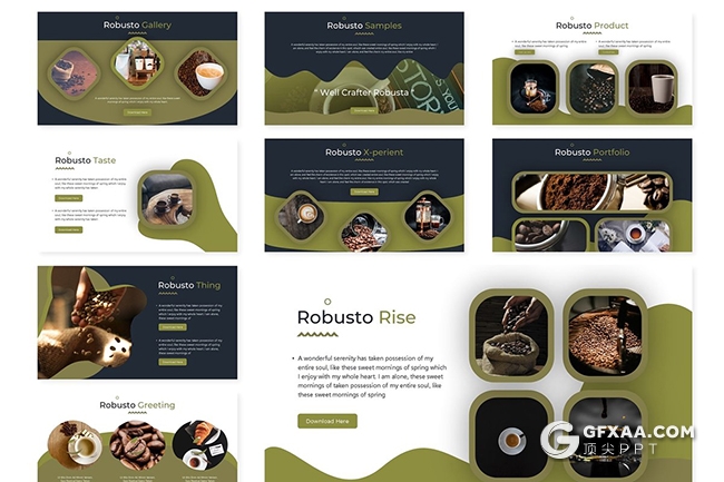 30页咖啡主题产品介绍展示PPT模板5种主题配色 - 顶尖PPT