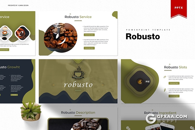 30页咖啡主题产品介绍展示PPT模板5种主题配色 - 顶尖PPT