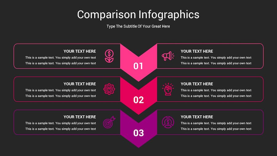 对比图表深色主题Keynote模板 - 顶尖PPT