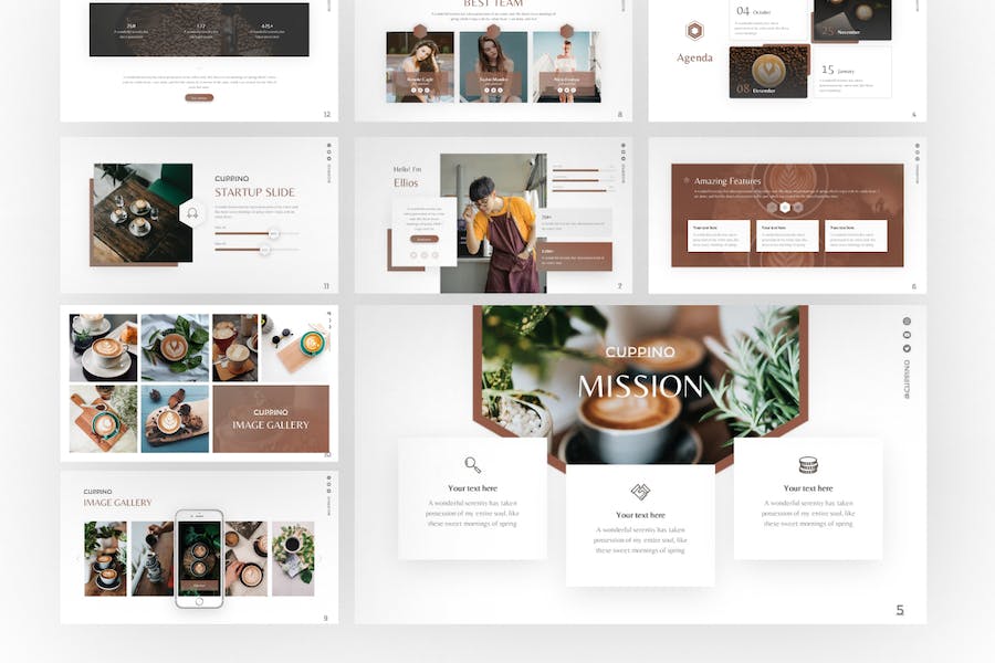 小清新咖啡产品下午茶宣传介绍PPT模板 - 顶尖PPT