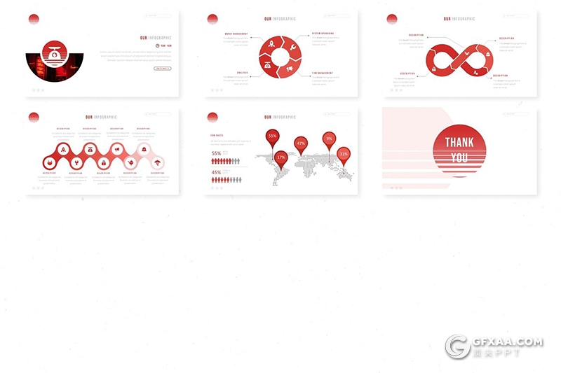 30页创意圆形企业介绍商务工作总结PPT模板5种主题配色 - 顶尖PPT