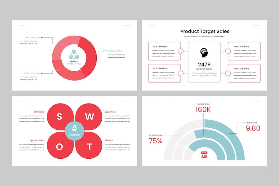 扁平化步骤层级图形图表PPT模板 - 顶尖PPT