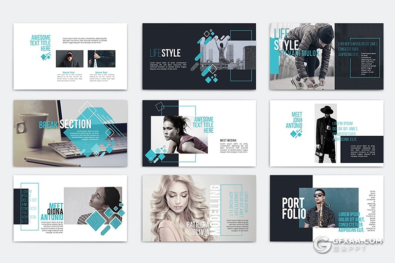 34页时尚杂志风格产品介绍分析PPT模板 - 顶尖PPT