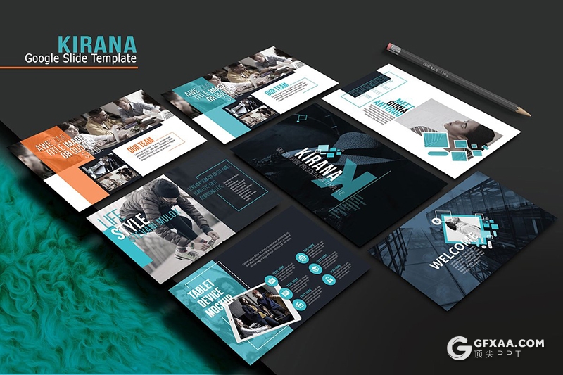 34页时尚杂志风格产品介绍分析Google slides模板 - 顶尖PPT