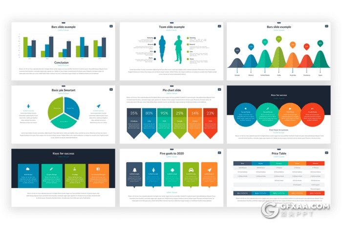 70页欧美风格扁平化商务工作汇报总结计划通用PPT模板 - 顶尖PPT