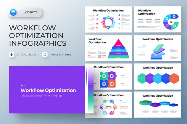 工作流程优化信息图形keynote模板 - 顶尖PPT