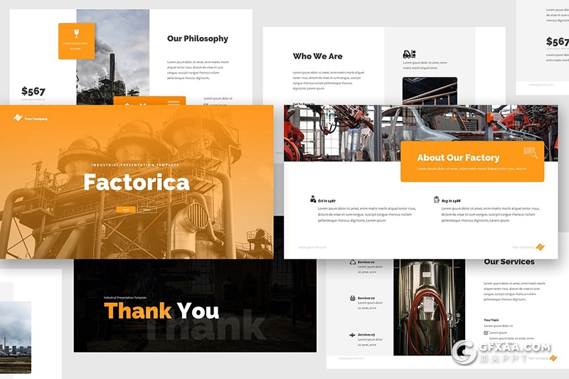 30页工程建筑工业工程项目合作介绍展示Google slides模板 - 顶尖PPT