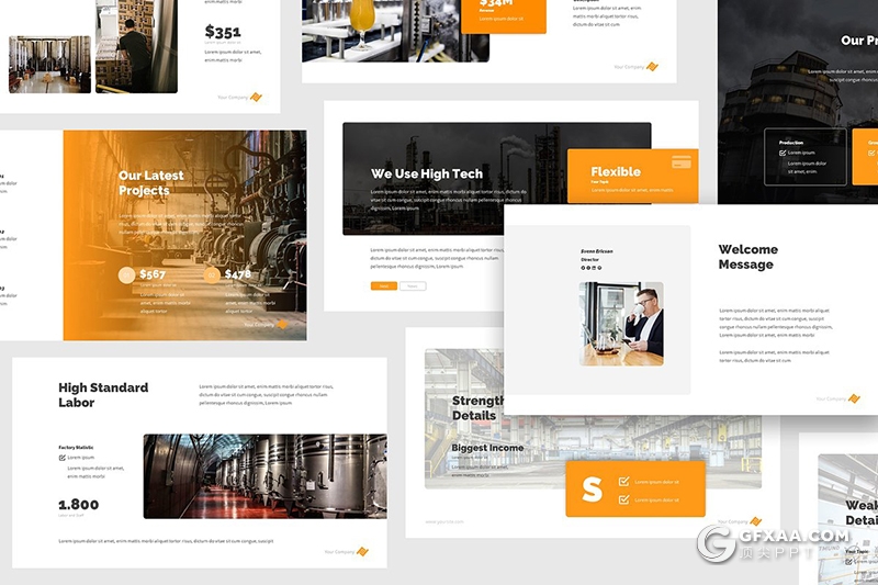 30页工程建筑工业工程项目合作介绍展示Google slides模板 - 顶尖PPT