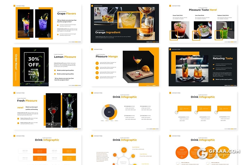 30页果蔬饮料市场调研分析介绍展示keynote模板5种主题配色 - 顶尖PPT