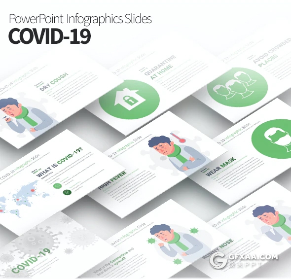 30页卡通图形预防新冠状病毒传播传染信息图形图标keynote模板11种配色主题 - 顶尖PPT