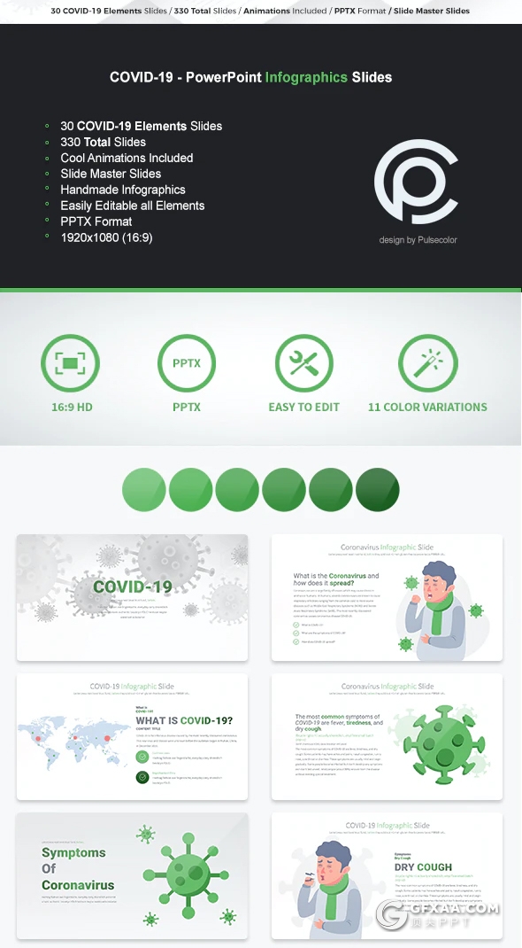 30页卡通图形预防新冠状病毒传播传染信息图形图标keynote模板11种配色主题 - 顶尖PPT