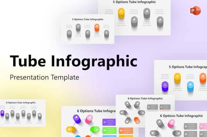 彩色圆柱信息图形PPT模板 - 顶尖PPT