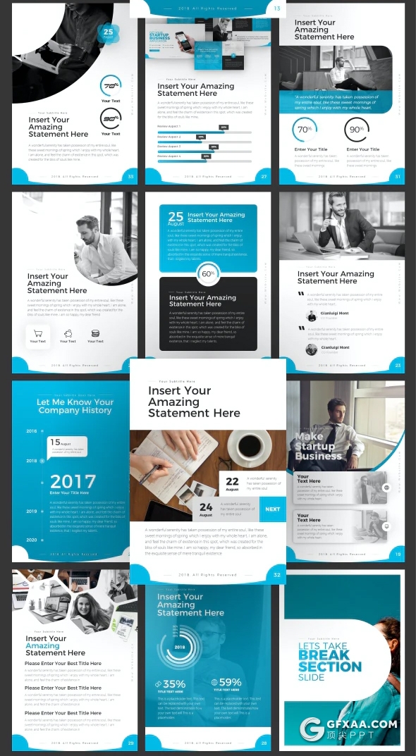 80页竖版移动设备创意商务风格企业介绍工作汇报项目介绍PPT模板11种主题配色 - 顶尖PPT