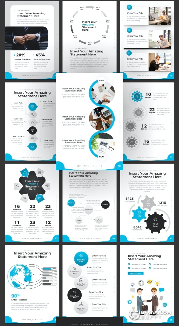 80页竖版移动设备创意商务风格企业介绍工作汇报项目介绍PPT模板11种主题配色 - 顶尖PPT